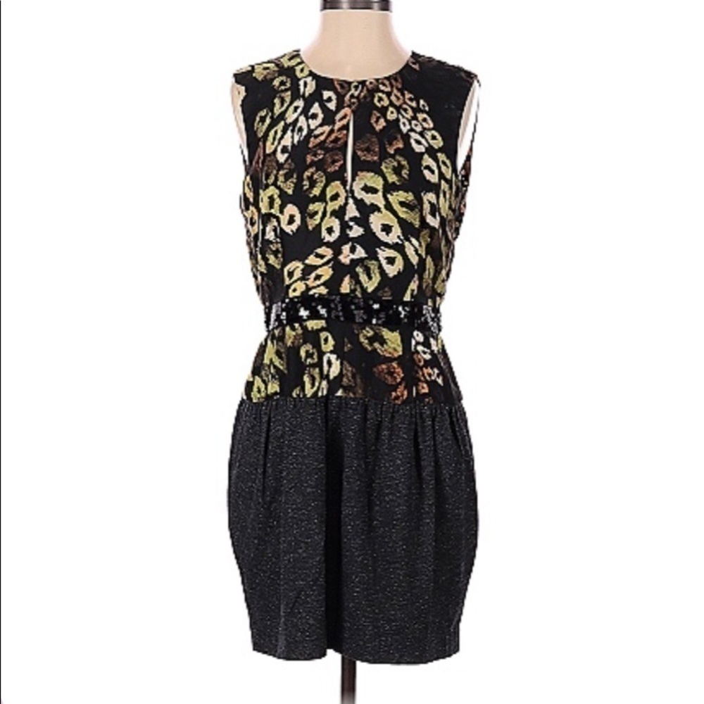 Rachel Rachel Roy metallic bodycon animal print cocktail dress 8
